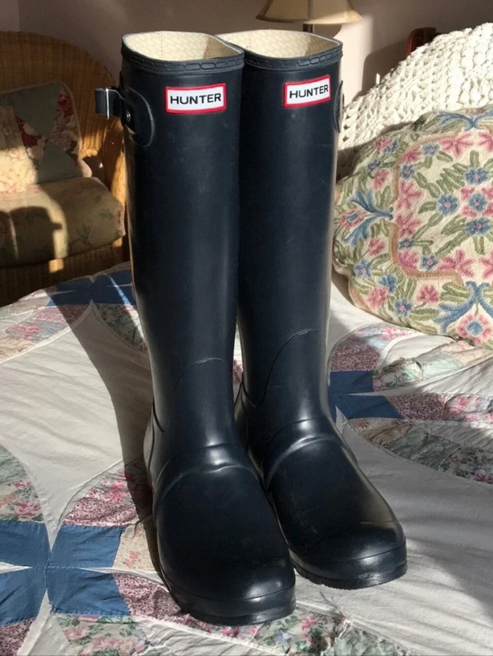 Hunter Navy Blue Tall Original Midnight Rain Boots Womens size 9
